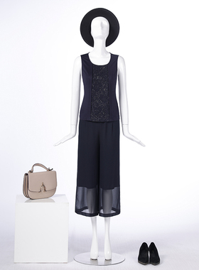 靓诺藏蓝亮葱蕾丝背心LB18208A