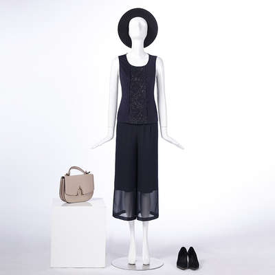 藏蓝亮葱蕾丝背心LB18208A