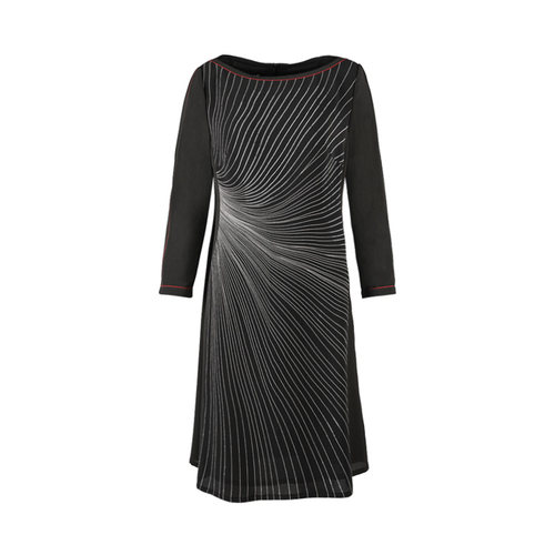 放射线条收腰连衣裙LL23137A