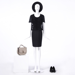 LIANGNUO靓诺薄针织网眼拼素色连衣裙LL15271A