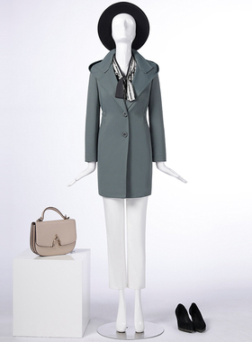 LIANGNUO靓诺豆绿色连帽风衣LF18138A