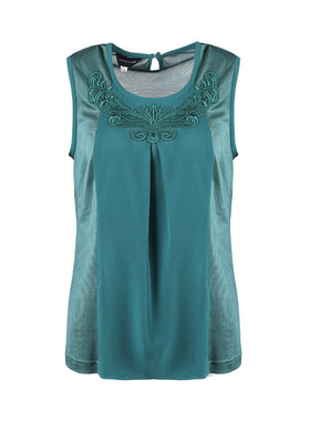 靓诺水蓝色复雪纺背心LB15134A