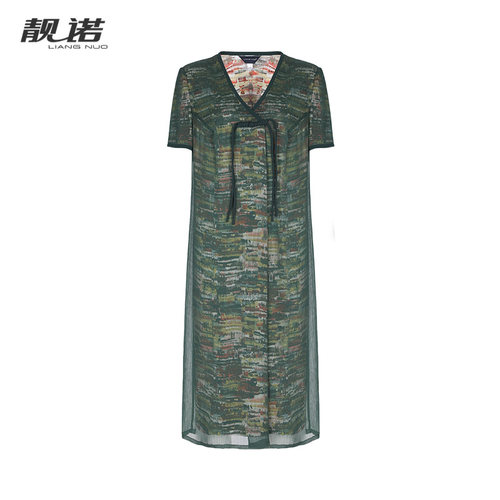 靓诺新中式H裙新中式网纱连衣裙