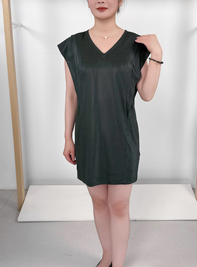 LN系列墨绿针织连衣裙夏季休闲时尚女士宽松简约纯色裙子NL15232A