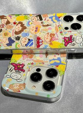 适用苹果16promax手机壳新款透明iPhone15pr蜡笔小新8plus苹果14创意xs苹果13promax高级12mini卡通16保护套