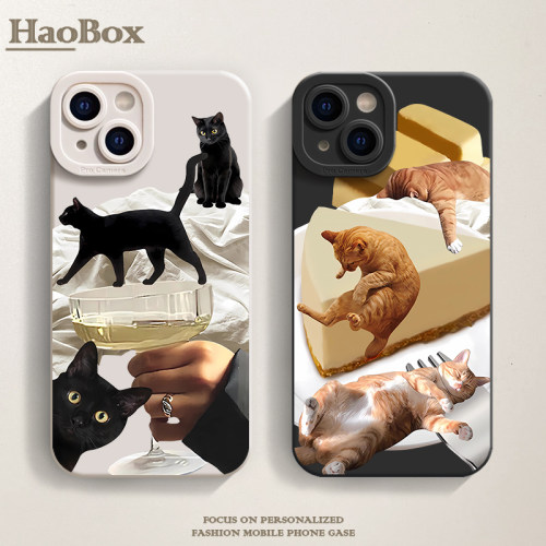 橘猫iPhone15苹果14promax适用p50华为mate60pro手机壳新款opporeno10荣耀80硅胶小米14红米note12个性k70pro