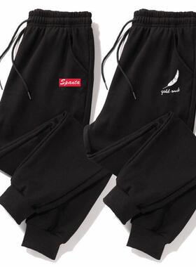 干活穿的裤子建筑工地工人耐磨耐脏黑色运动裤便宜束脚上班工作服