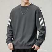 T恤男生春秋季 ins潮流宽松帅气百搭圆领长袖 卫衣潮牌无帽港风外套