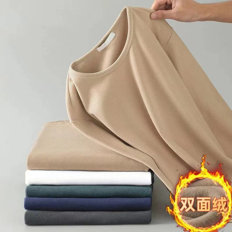 春秋季德绒打底衫男内搭休闲长袖t恤2026新款保暖双面绒冬季内衣