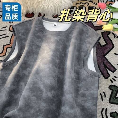 干活穿的衣服男夏季薄款大码上班工作服无袖宽松背心砍袖套头男装
