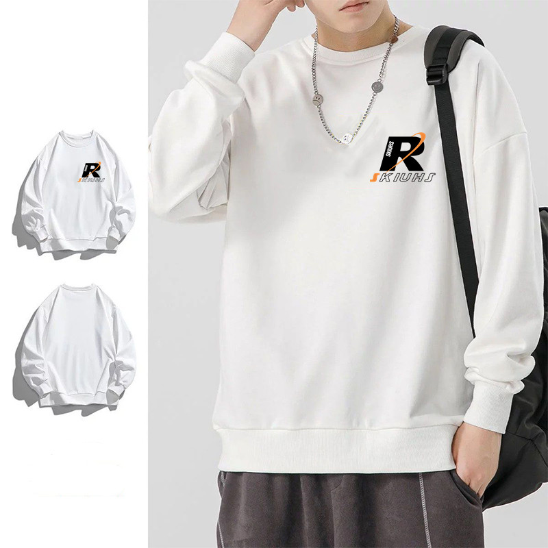 t恤男长袖春秋季运动打底衣服韩版潮流宽松圆领无帽卫衣百搭时尚