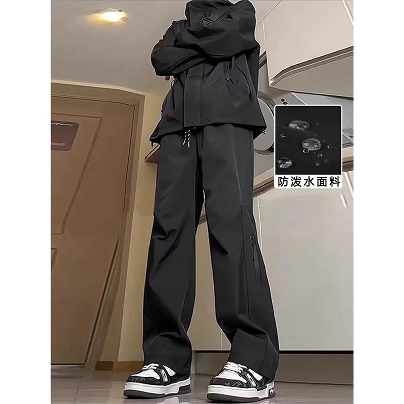 秋冬季休闲裤子男抽绳阔腿防风