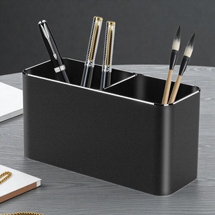 鹿为 办公室桌面高级笔筒 全金属简约方形笔桶 学生男女文具收纳 现代个性创意摆件ins风 支持diy定制送礼