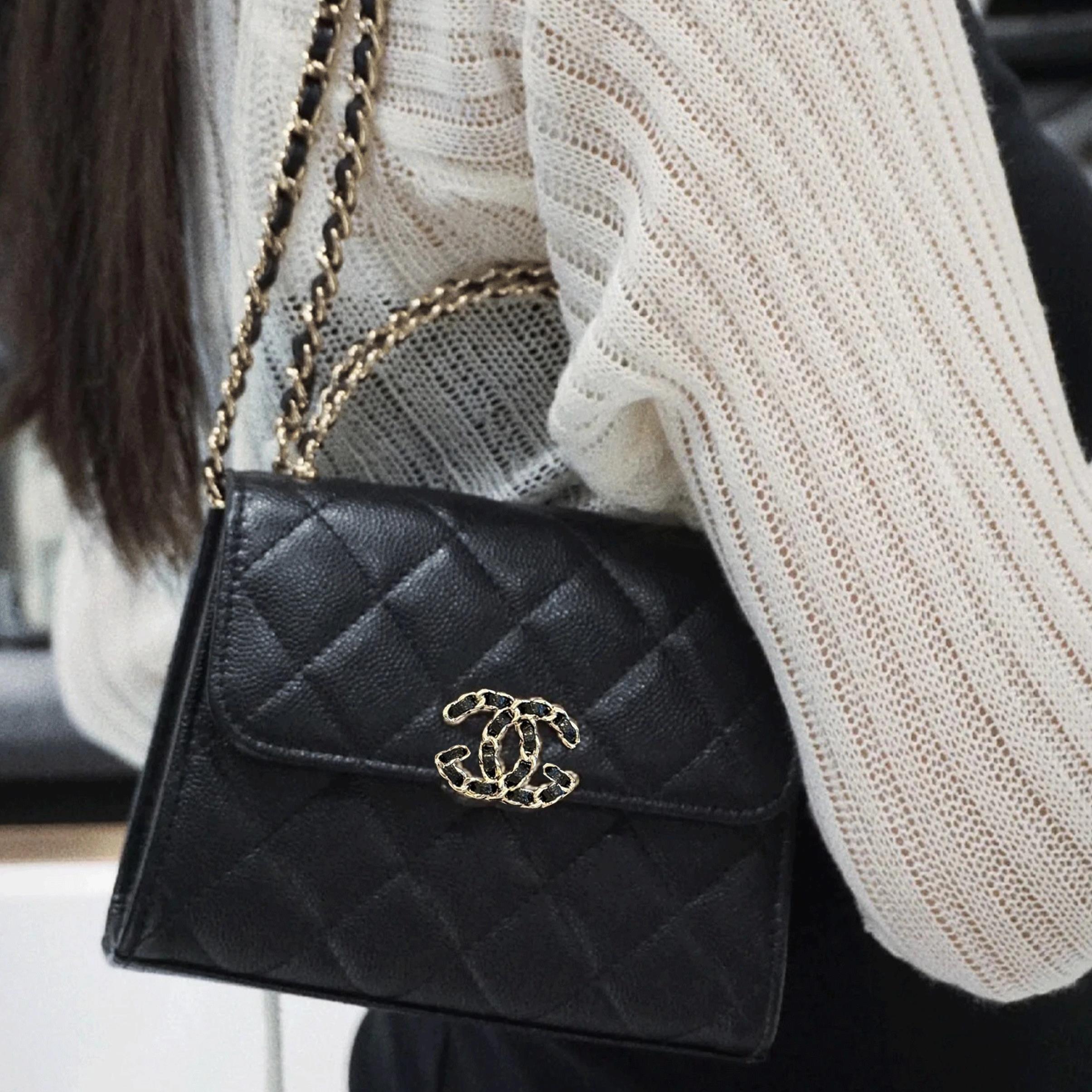 塔尖定制 小香风23Bkelly凯莉包珍珠字母手柄woc双c链条女包1118