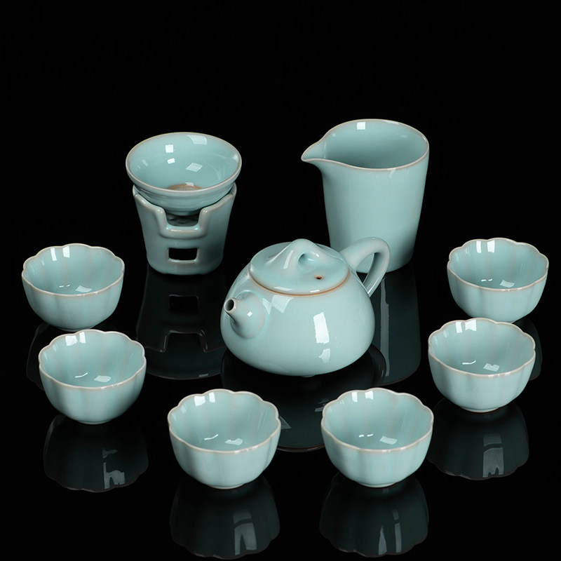 廷怀窑汝瓷茶具套装整套功夫套组原矿可养开片家用茶壶茶杯礼盒装