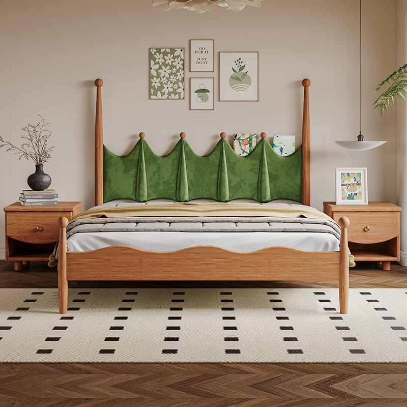 喜力美奶盐绿单人实木小床