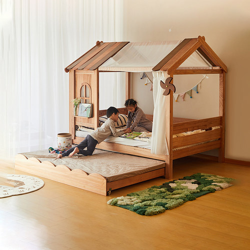 喜力美儿童树屋实木房子床