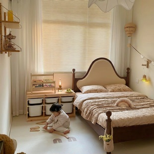 喜力美儿童床女孩公主床小户型梦幻卧室床美式风全实木儿童床