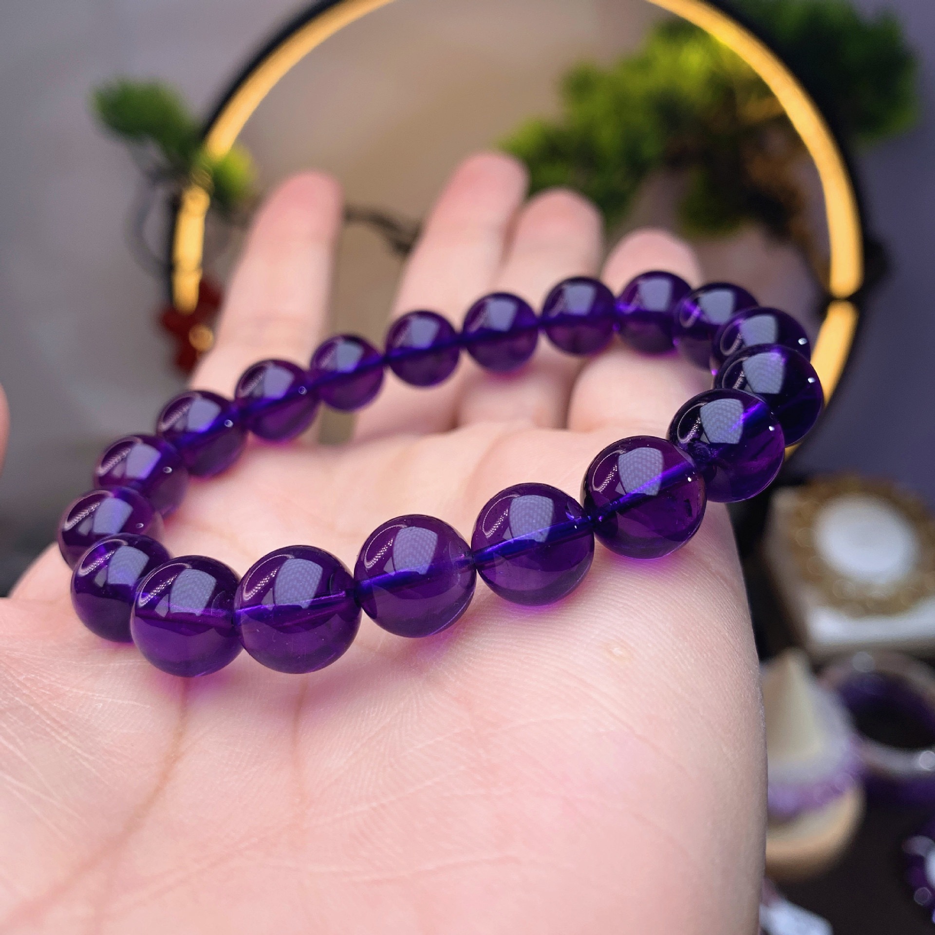七夕情人节礼物天然紫水晶手串乌拉圭紫水晶手链转运珠欧美气质