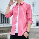 新款韩版条纹衬衫男长袖休闲衬衣青年帅气寸衫101A-CS26-P28，男装衬衫，星座101A