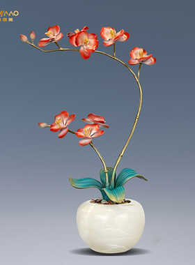 兰花摆件开 业乔迁礼物中式客厅家居玄关办公室装饰铜器工艺礼品