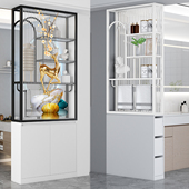 卫生间半墙屏风隔断柜置物架客厅入户玄关艺术画玻璃洗手台奶油风