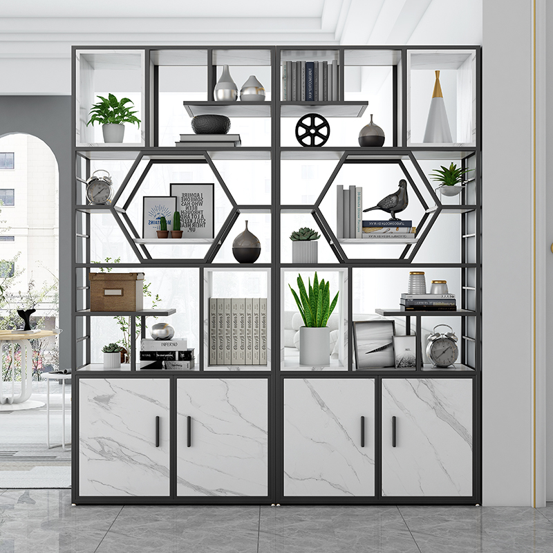 铁艺书架置物架落地客厅收纳多层书柜现代简约北欧办公室轻奢隔断