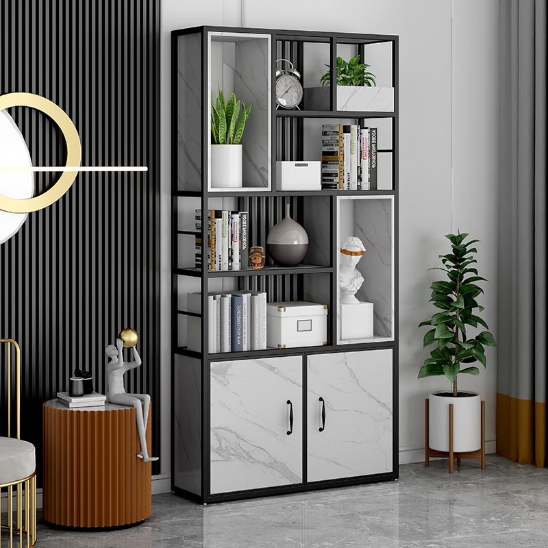 北欧铁艺轻奢隔断置物架办公室落地储物柜客厅创意多层书架展示架