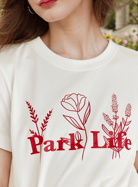 宋小妞印花短袖t恤纯棉圆领春夏24新款正肩百搭宽松内搭体恤