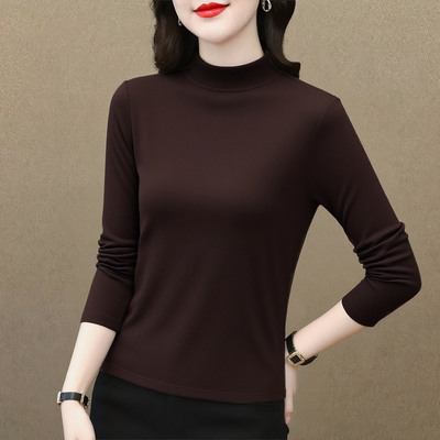 半高领打底衫女2025新款秋冬内搭高级感大码女装立领弹力显瘦上衣