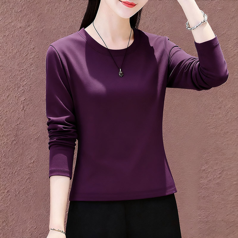 百搭长袖T恤女U领秋季新款时尚百搭洋气减龄上衣修身内搭打底衫