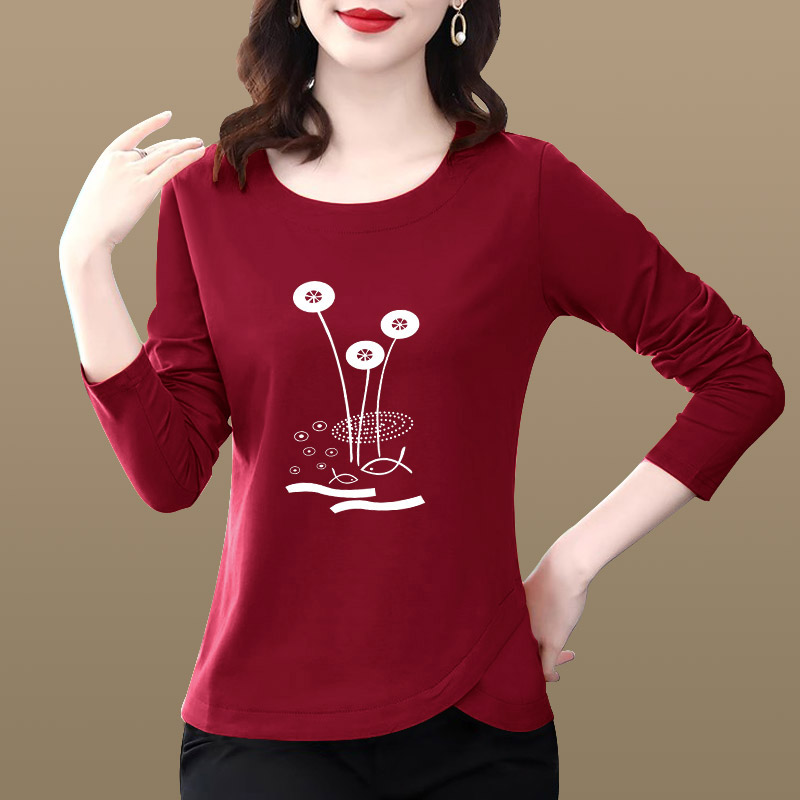 早秋纯棉长袖T恤女士正肩打底衫