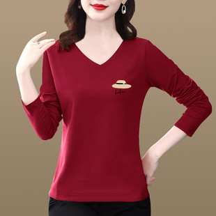 高级感宽松V领上衣潮0818c 秋季 新款 长袖 t恤2025早新时尚