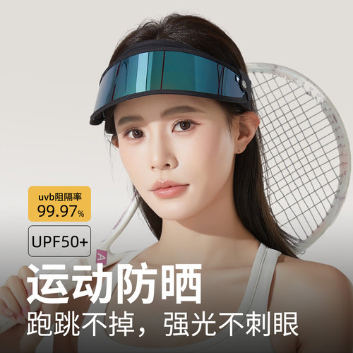 防晒帽子女户外运动遮阳防紫外线面罩骑车防风骑行护目空顶太阳帽