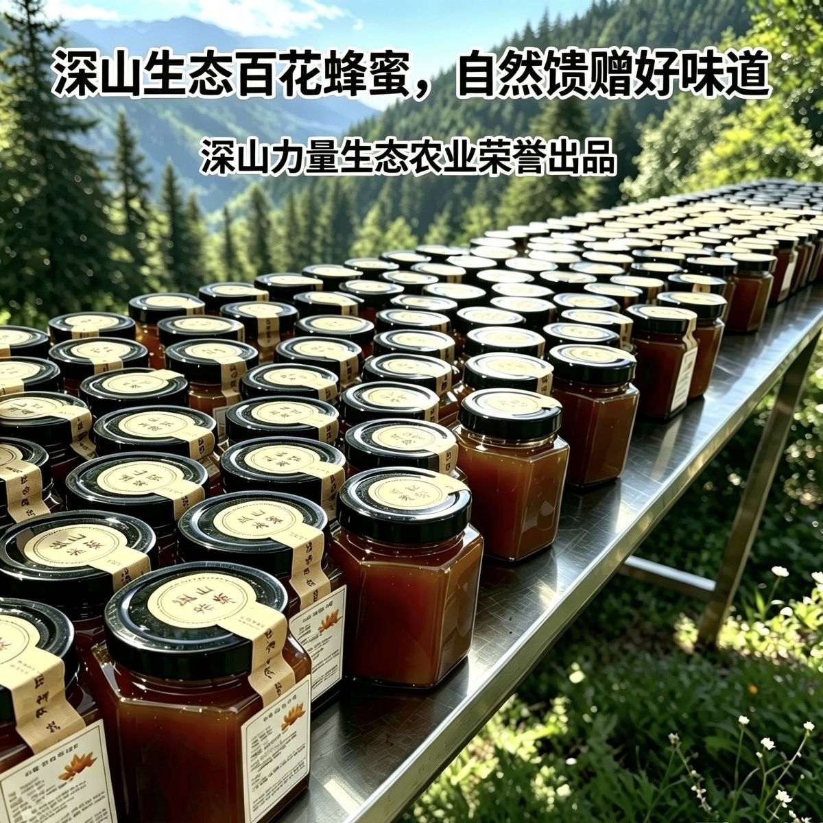 深山生态百花蜜天然纯正原蜜高山土蜂蜜自然结晶正品瓶装500g包邮