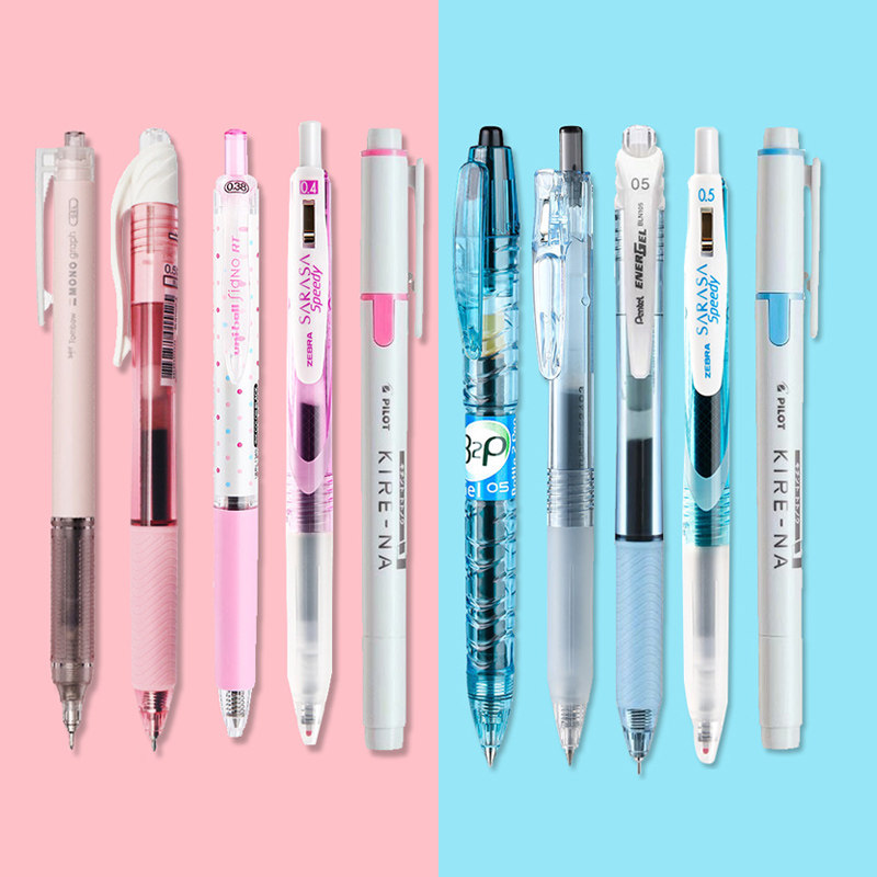 百乐斑马中性笔粉色蓝色套装黑笔套装按动水笔三菱派通签字笔限定款合集0.5黑色笔芯日本进口文具组合ZEBRA