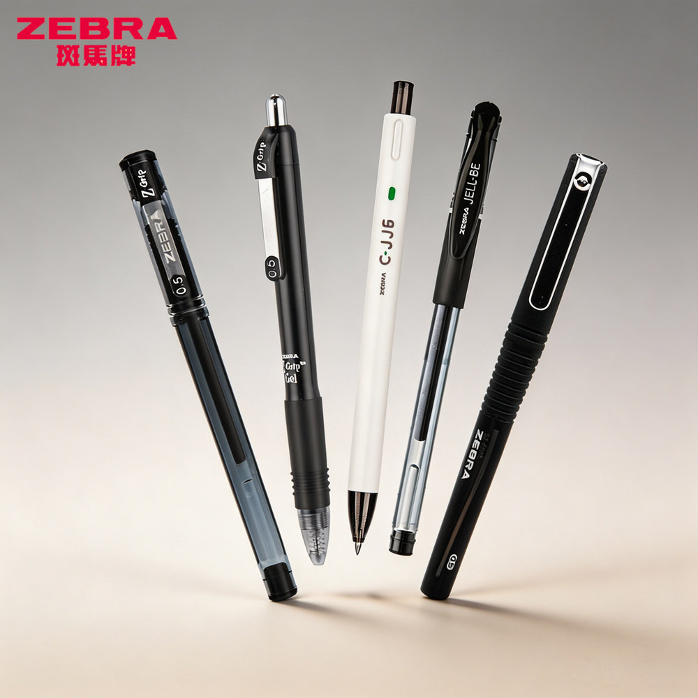ZEBRA斑马jj15/JJ3中性笔JJ6系列按动水笔0.5mm学生用黑红蓝笔JJ100中性笔黑杆白杆考研银蛇笔正品水笔0.5mm