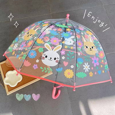 儿童雨伞高质量网红兔子幼儿园小学生可爱自动轻便女孩宝宝透明伞