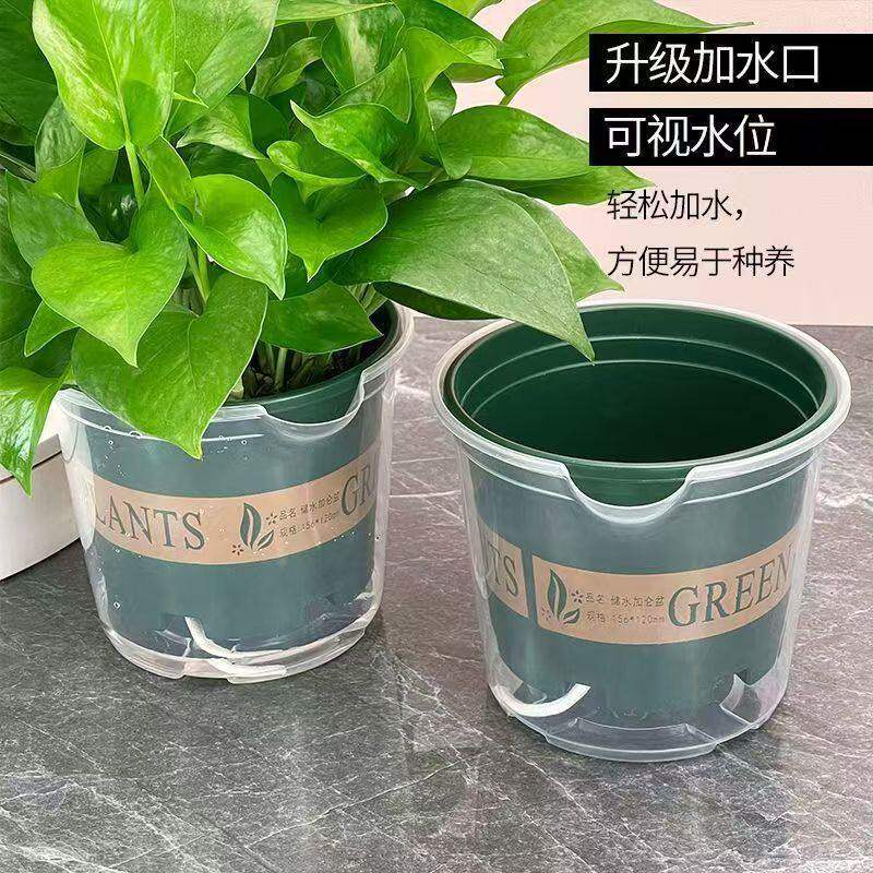 绿萝花盆懒人自动吸水双层塑料盆栽室内阳台免浇水透明储水加仑盆