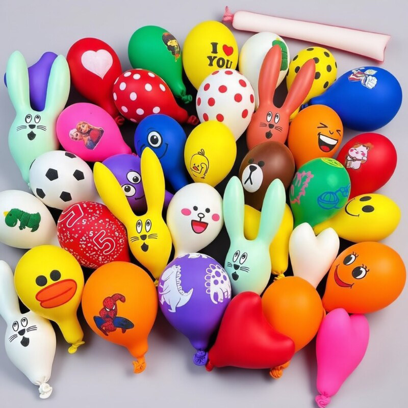 气球套餐儿童兔子异形气球超萌多款卡通混装长条圆形玩具场景装饰