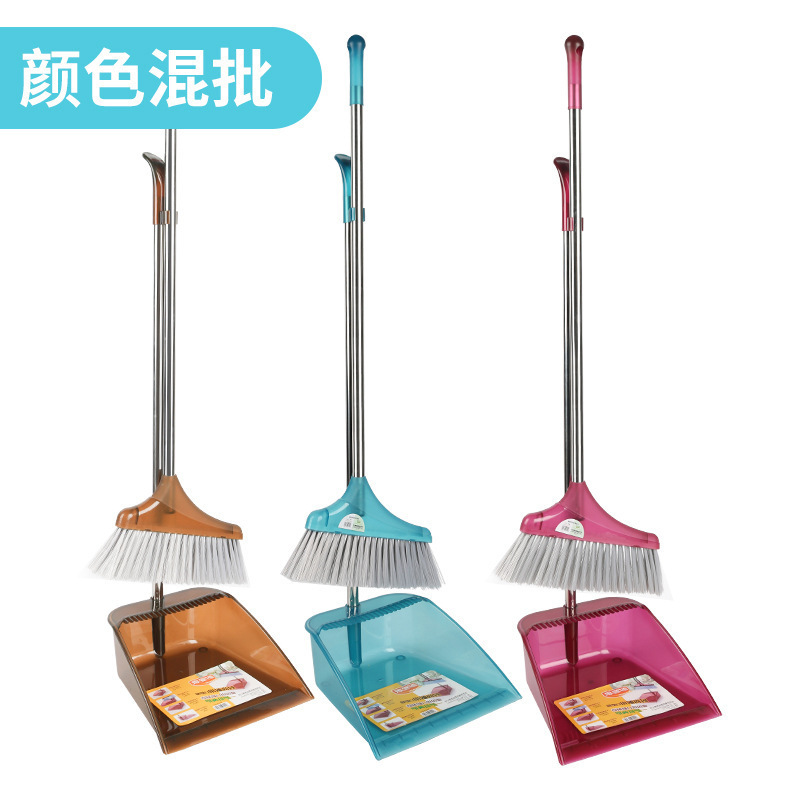 家用扫把簸箕套装防风梳齿型时尚塑料扫把不锈钢管家用扫地两件套