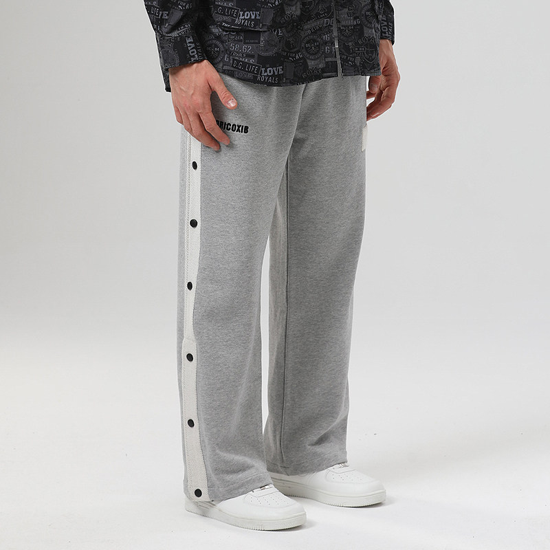 男潮牌拼接排扣宽松直筒盖鞋休闲百搭fog卫裤重磅美式oversize长