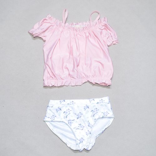 可爱粉肉吊带裙分体泳衣女童小童