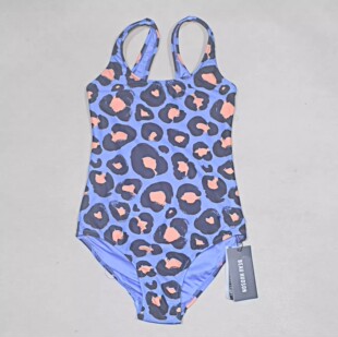 可爱紫底黑橙花游泳海滩度假连体泳衣女童中小童 澳洲原单BEAU