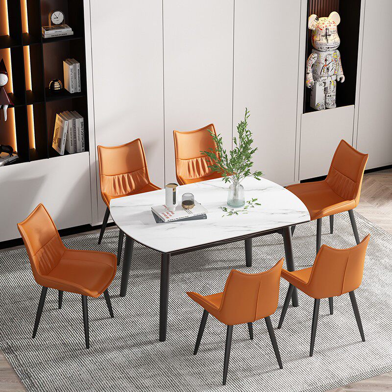 岩板伸缩餐桌带电磁炉小户型折叠椅组合圆桌现代轻奢亮光多功能