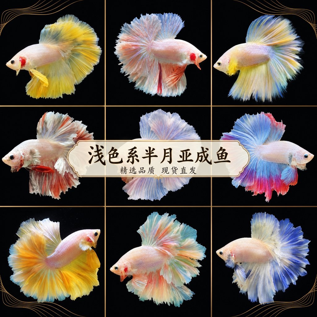 泰国斗鱼半月网红超美婚纱鱼小型热带观赏鱼淡水桌面宠物鱼母鱼