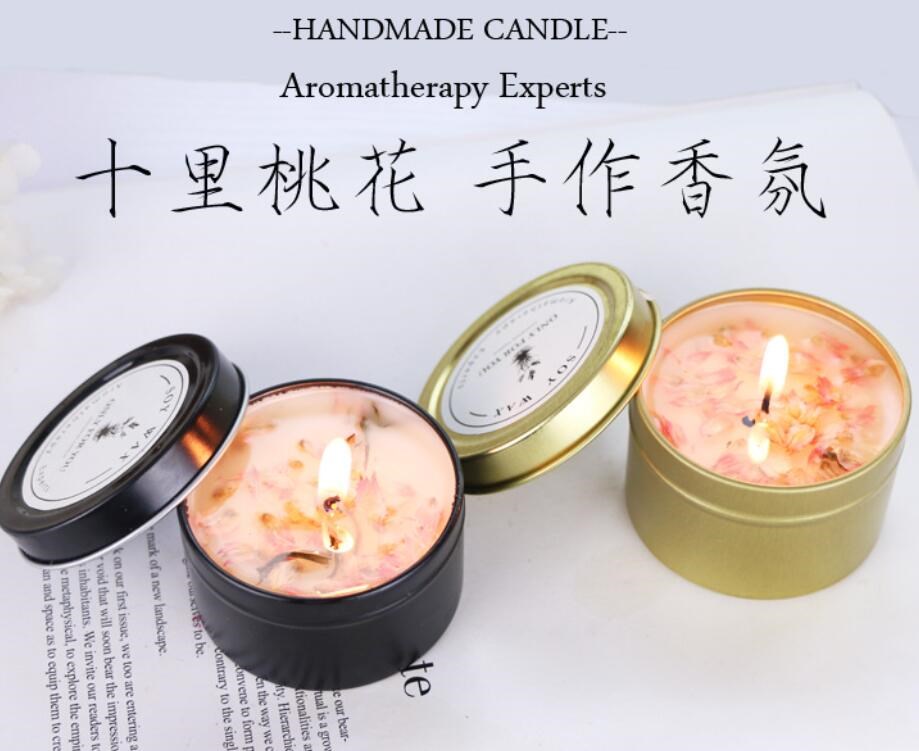 2x crystalizing dry flower soy wax tin scented candles gift