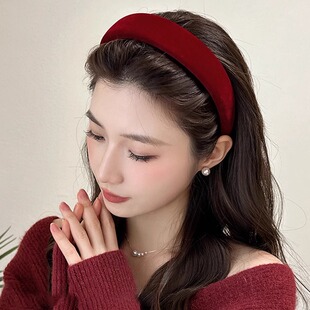 法国lastkiss红色宽边发箍女2026新款秋冬高颅顶复古头箍气质发饰