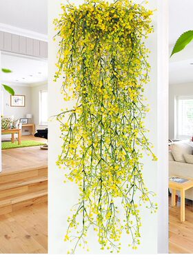 仿真金钟柳客厅墙面装饰室内绿植壁挂花藤垂吊藤条植物假花藤蔓