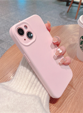 撸猫亲肤手感适用iPhone16手机壳网红爆款苹果17Pro液态硅胶15ProMax手机套镜头全包防摔ip14女神款粉色13